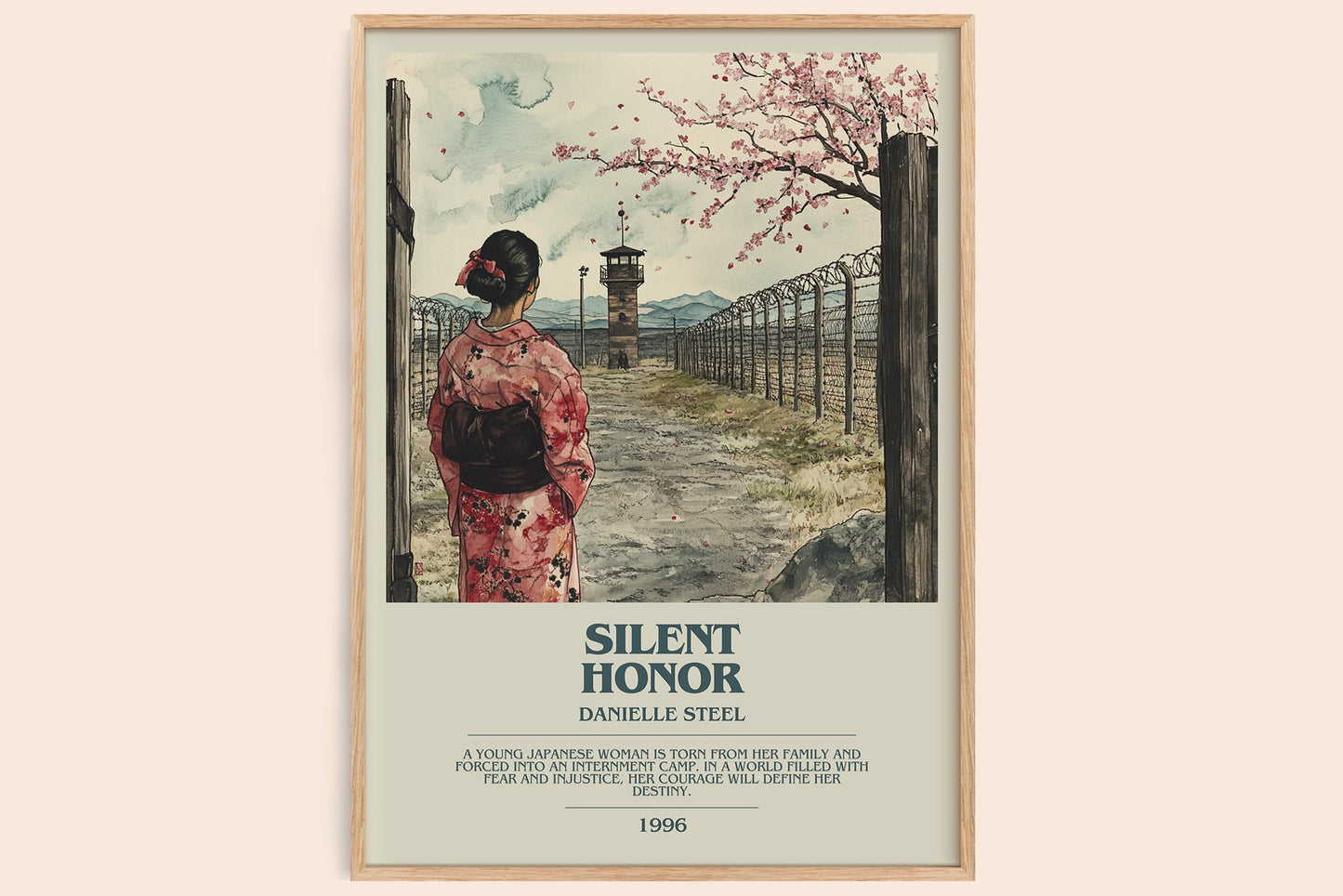 Silent Honour bookish book poster by Danielle Steel – framed literary art print