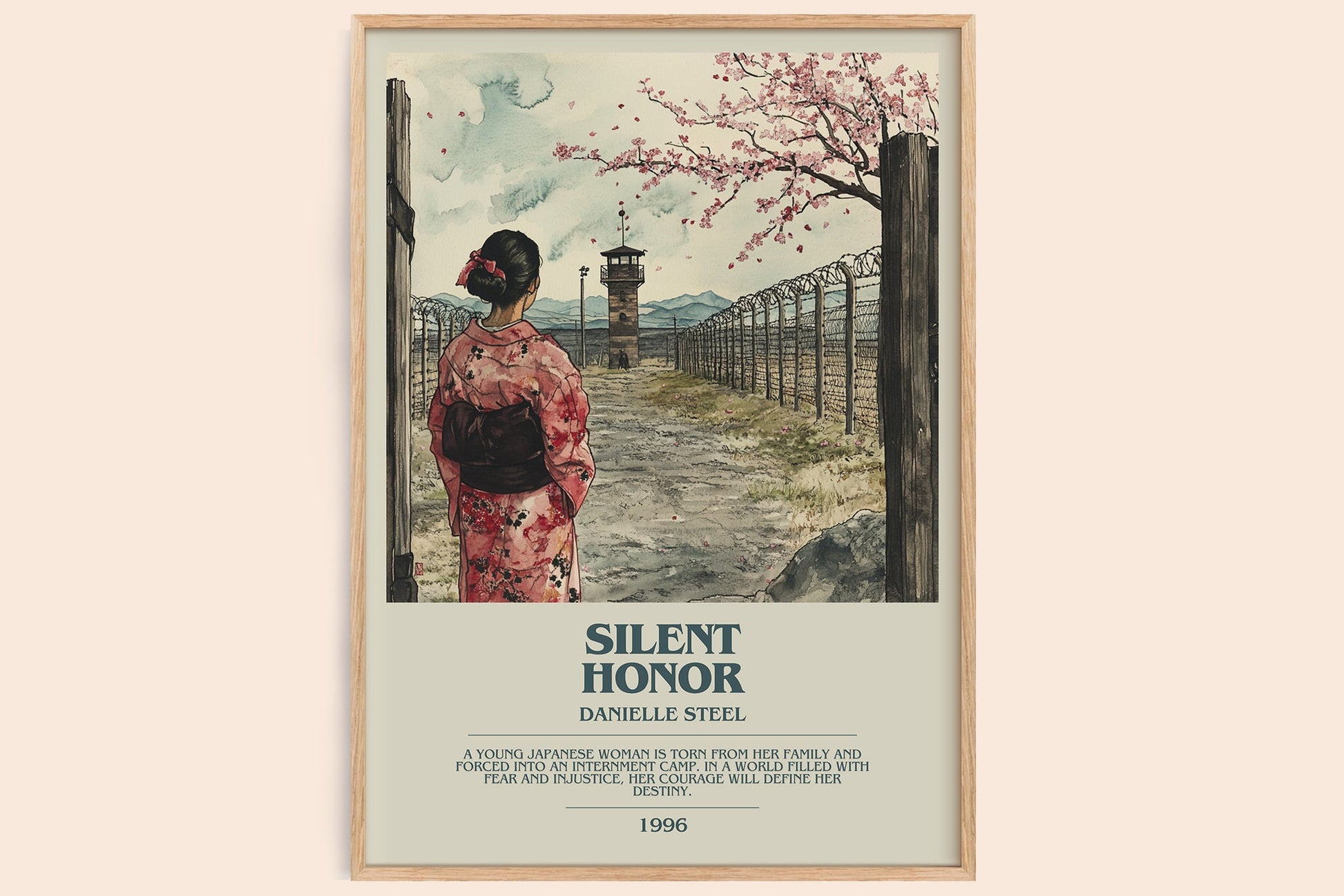 Silent Honour bookish book poster by Danielle Steel – framed literary art print