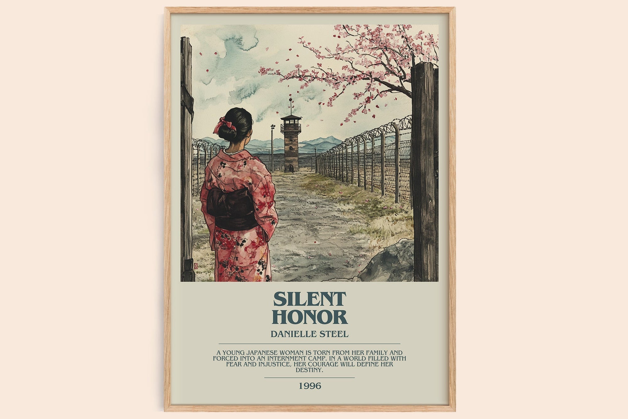 Silent Honour bookish book poster by Danielle Steel – framed literary art print