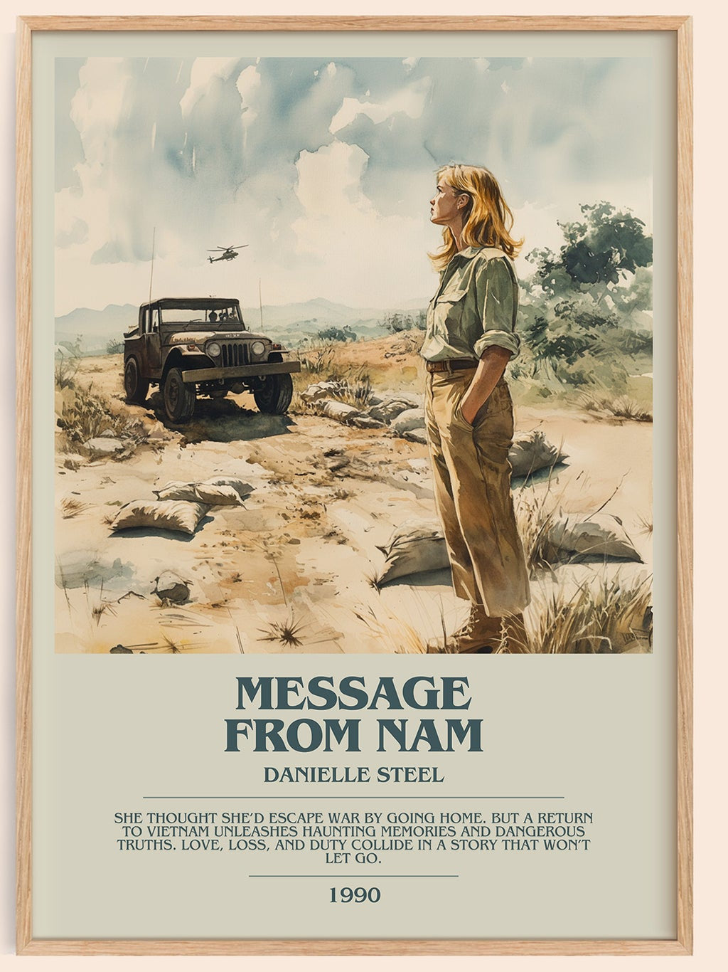 Message from Nam bookish book poster by Danielle Steel – framed literary art print