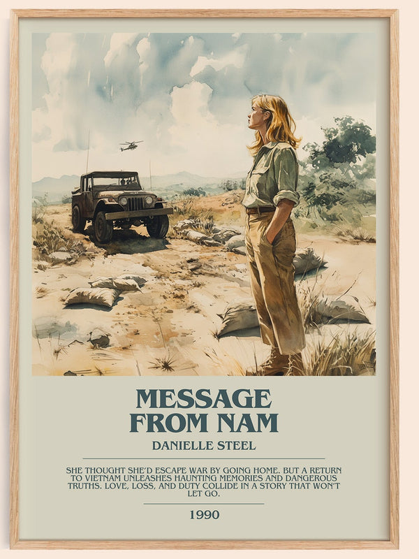 Message from Nam bookish book poster by Danielle Steel – framed literary art print