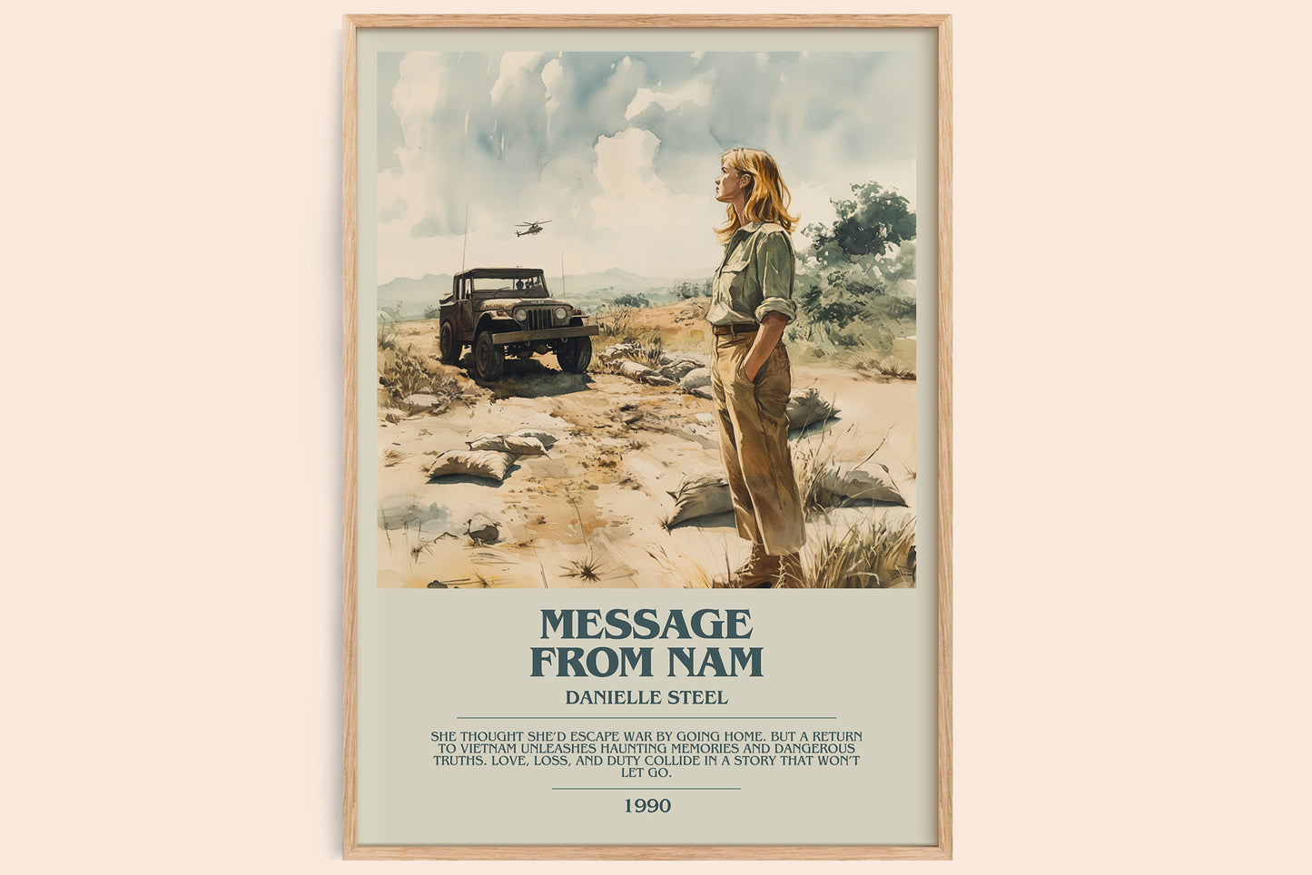 Message from Nam bookish book poster by Danielle Steel – framed literary art print