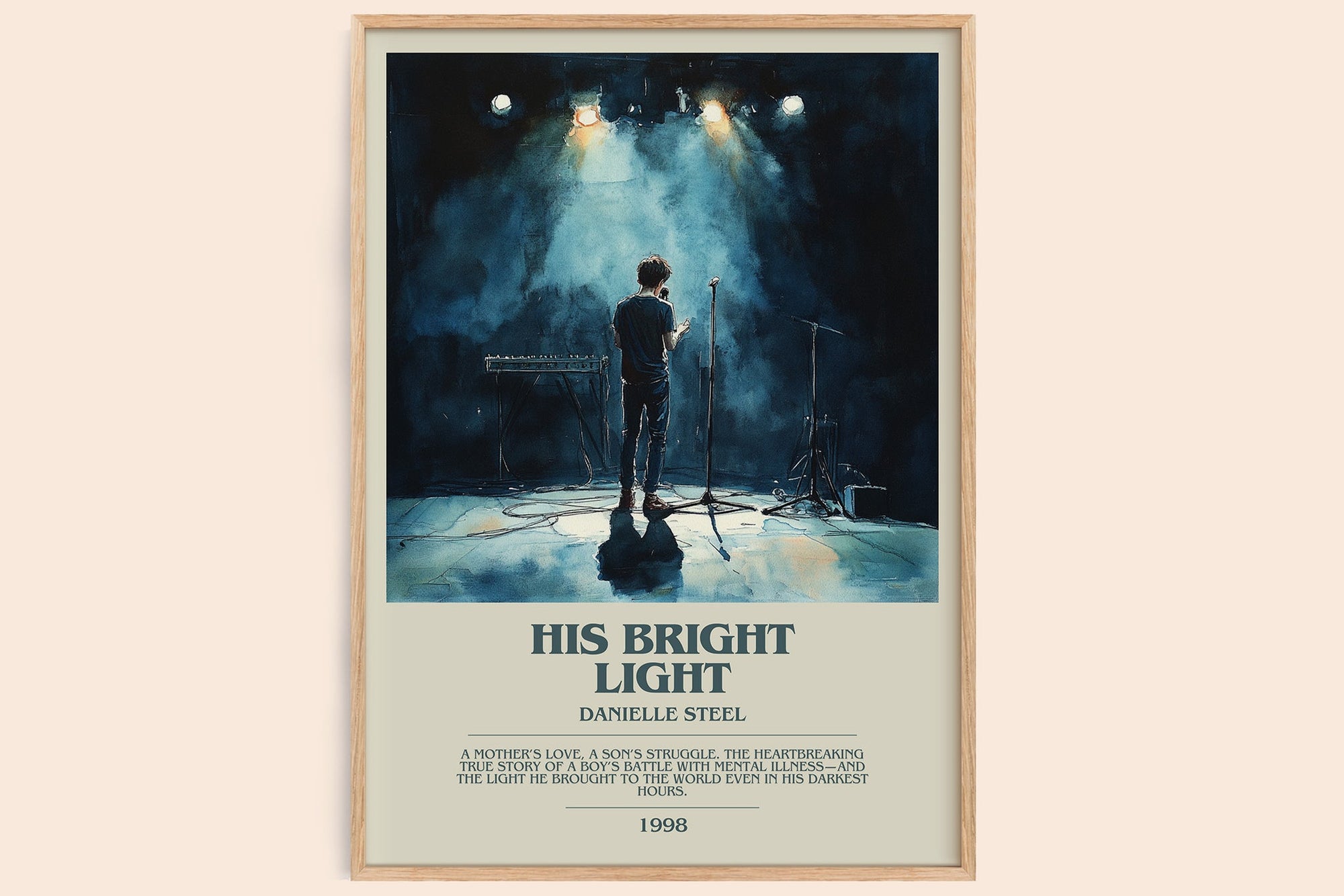 His Bright Light bookish book poster by Danielle Steel – framed literary art print