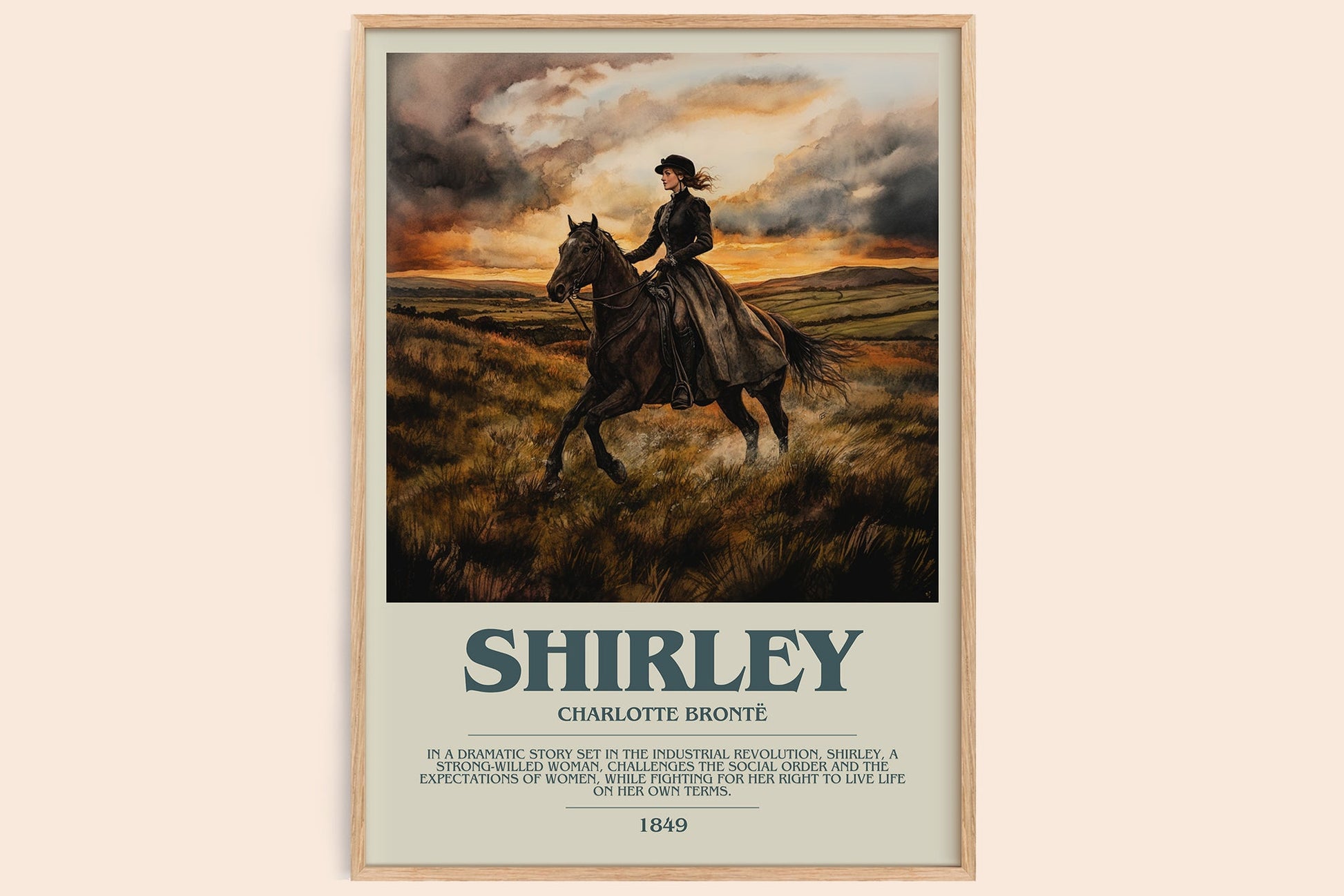 Shirley bookish book poster by Charlotte Brontë – framed literary art print