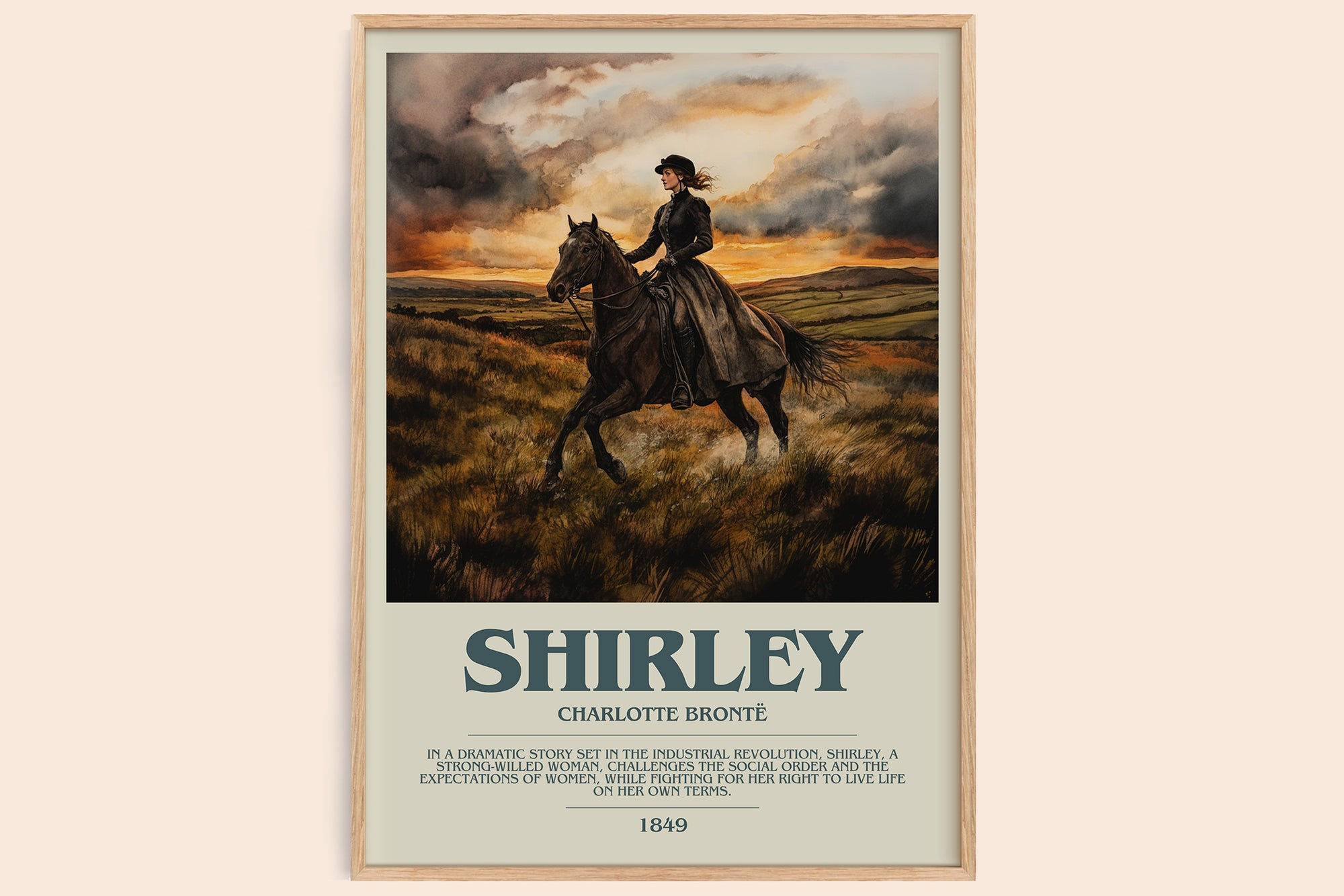 Shirley bookish book poster by Charlotte Brontë – framed literary art print