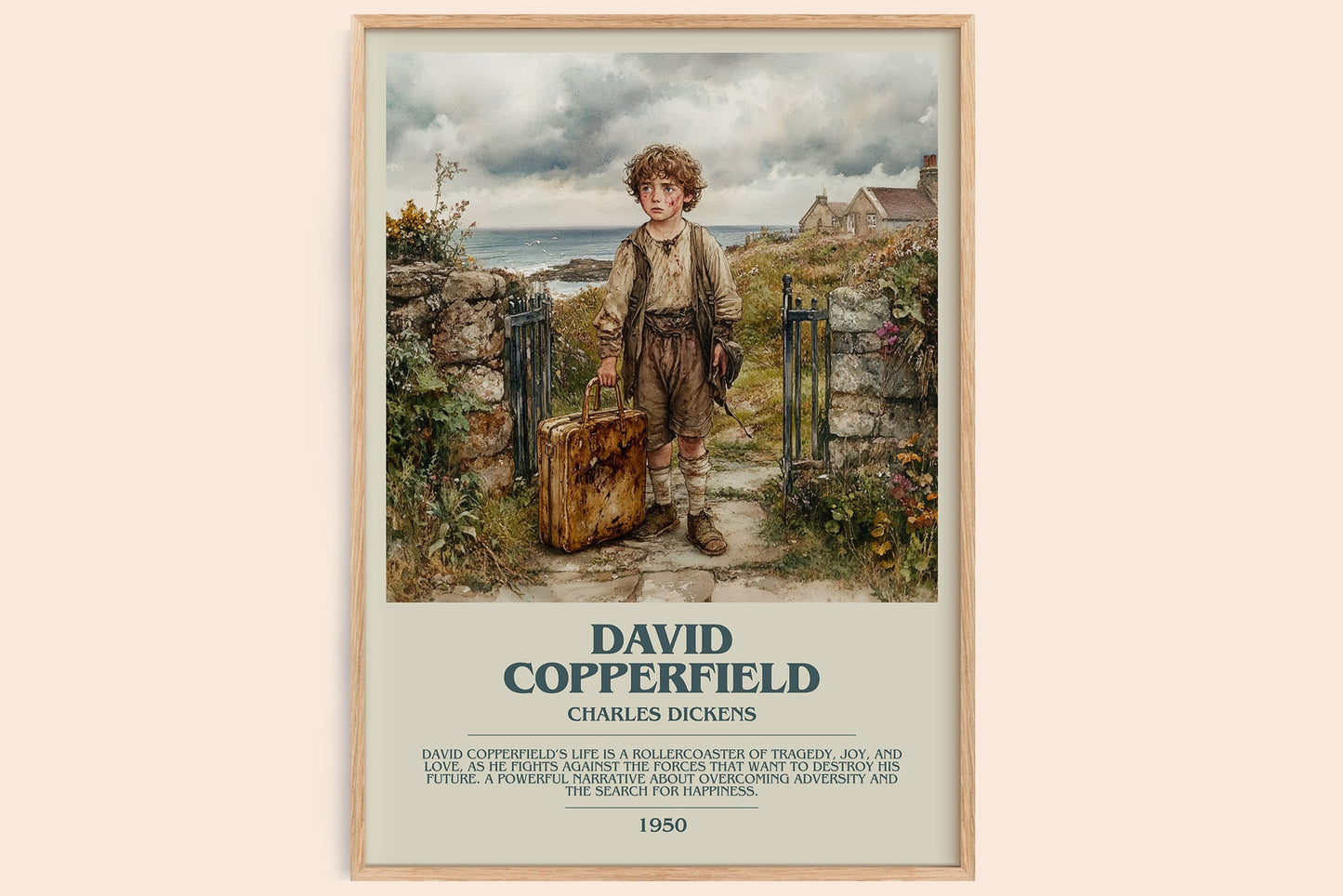David Copperfield bookish book poster by Charles Dickens – framed literary art print