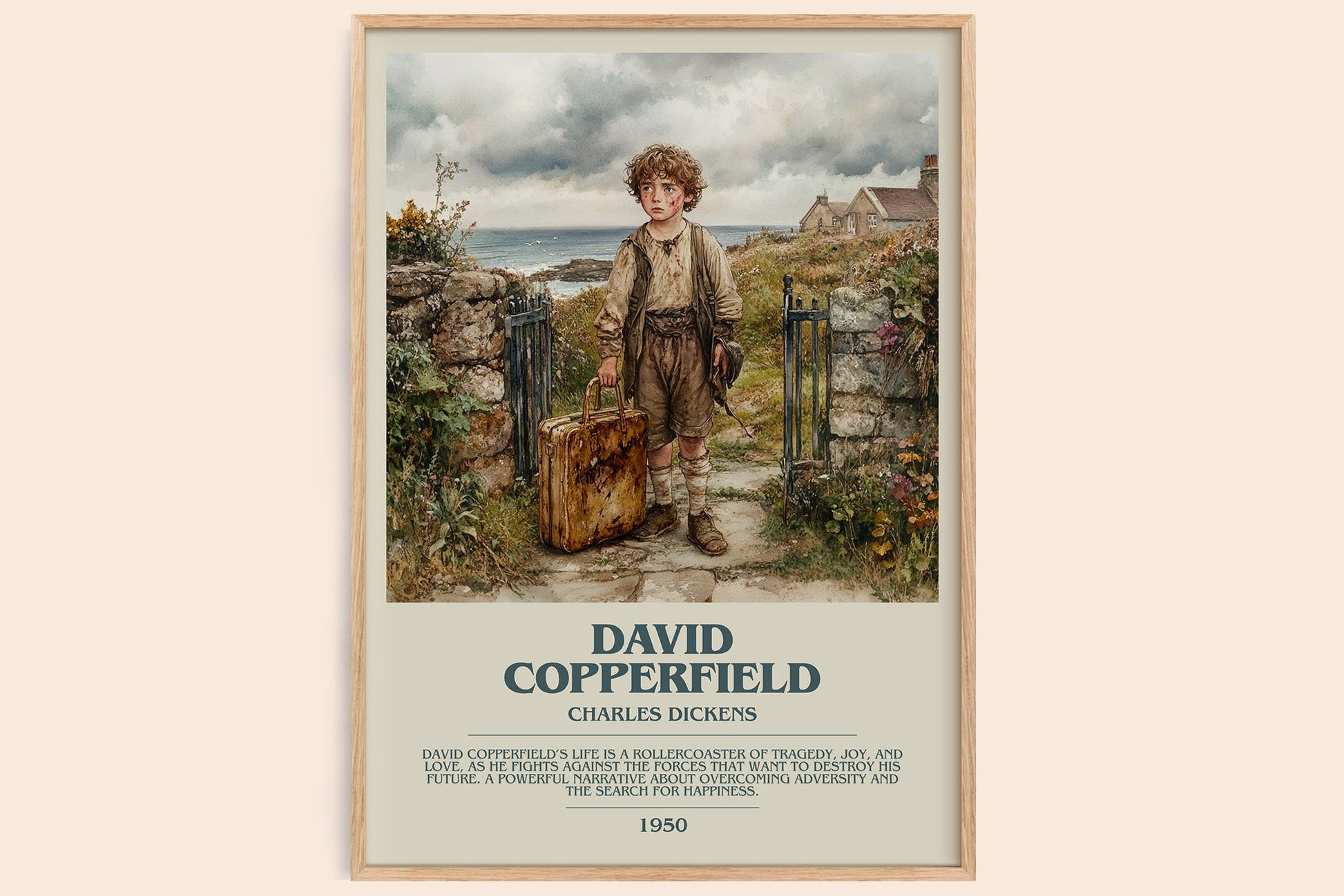 David Copperfield bookish book poster by Charles Dickens – framed literary art print