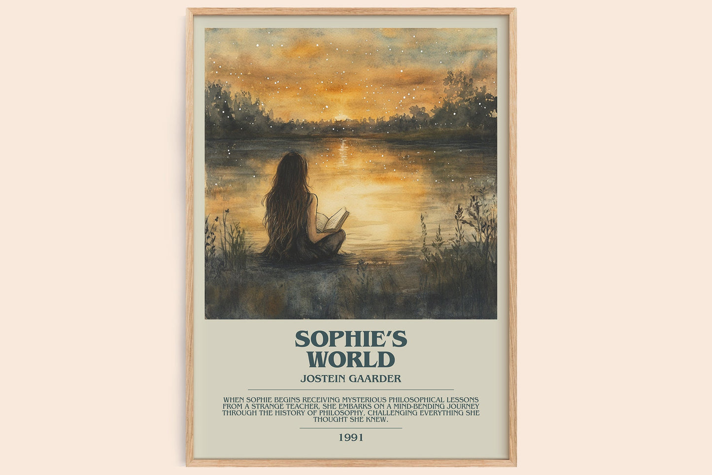 Sophie's World bookish book poster by Jostein Gaarder – framed literary art print
