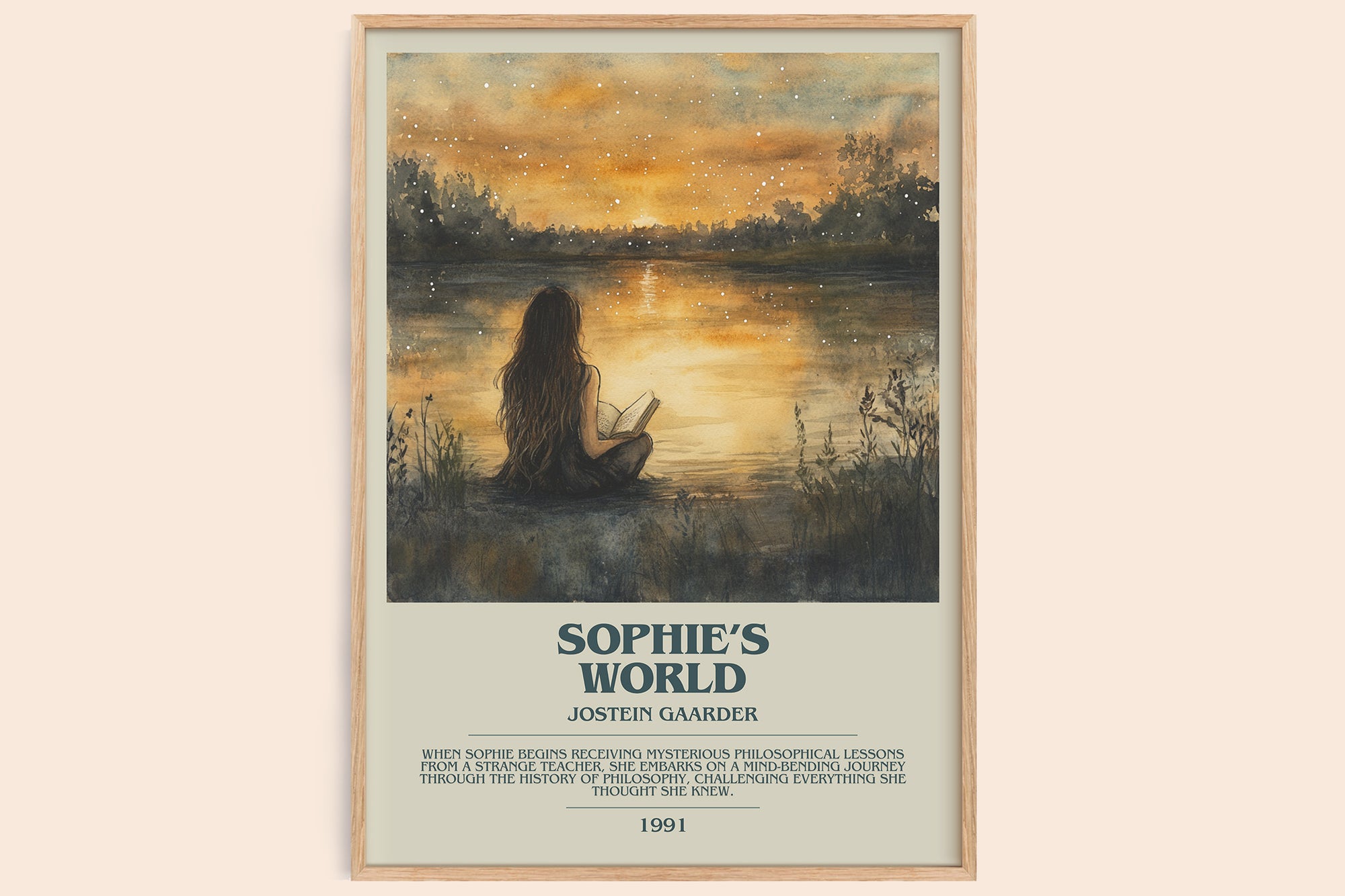 Sophie's World bookish book poster by Jostein Gaarder – framed literary art print
