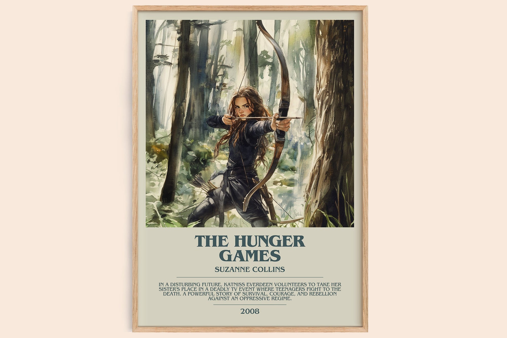 Hunger Games bookish book poster by Suzanne Collins – framed literary art print