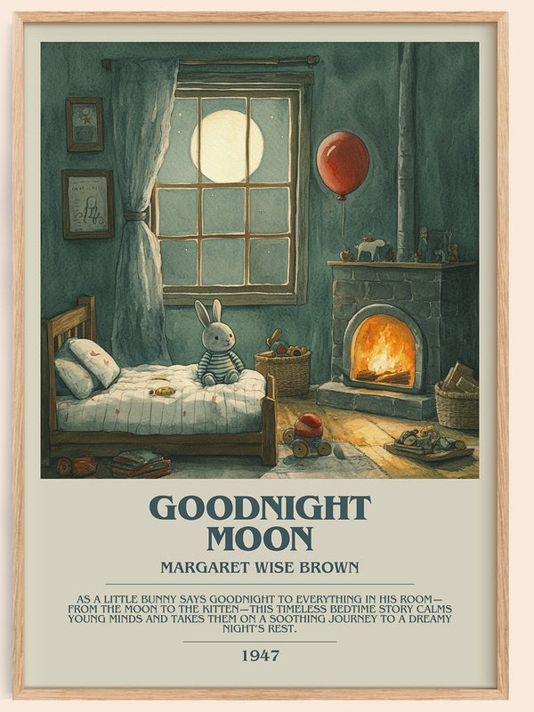 Good Night Moon bookish book poster by Margaret Wise Brown – framed literary art print