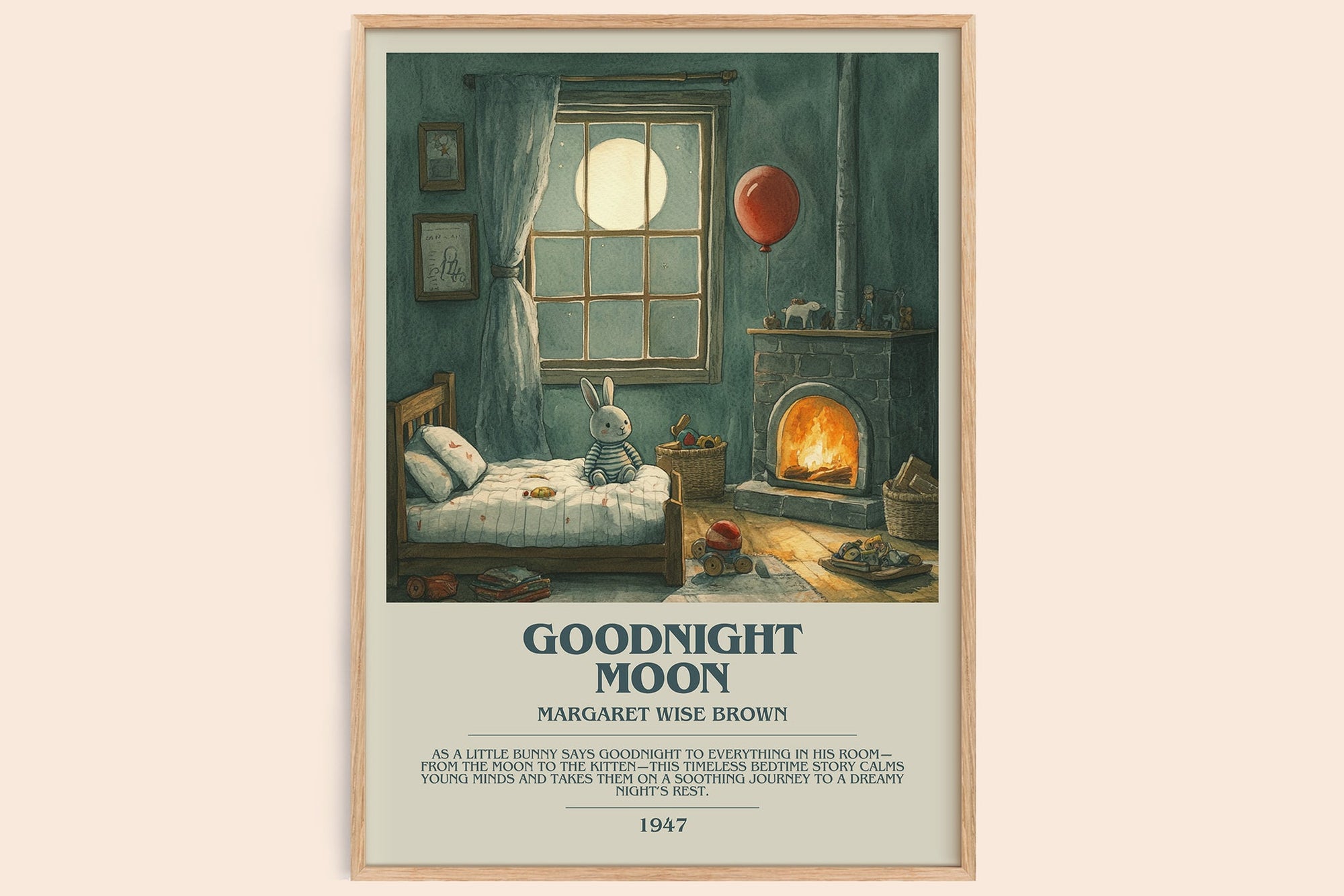 Good Night Moon bookish book poster by Margaret Wise Brown – framed literary art print