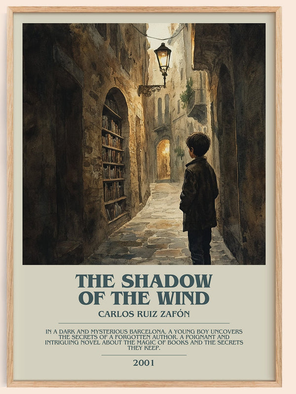 The Shadow Of The Wind bookish book poster by Carlos Ruiz Zafón – framed literary art print