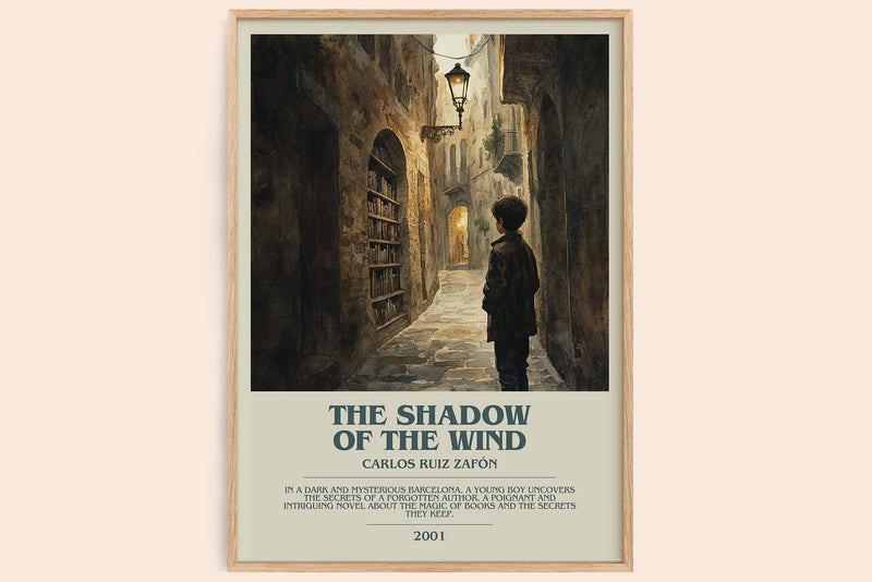 The Shadow Of The Wind bookish book poster by Carlos Ruiz Zafón – framed literary art print