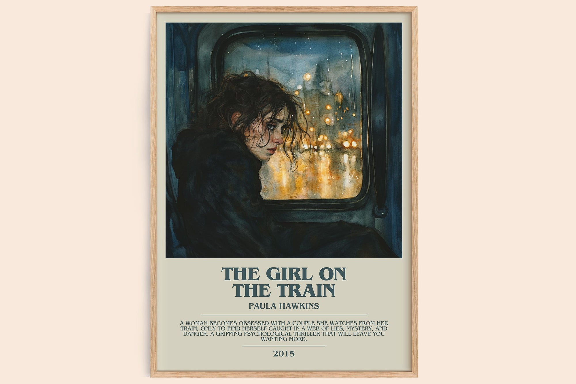 The Girl on the Train bookish book poster by Paula Hawkins – framed literary art print