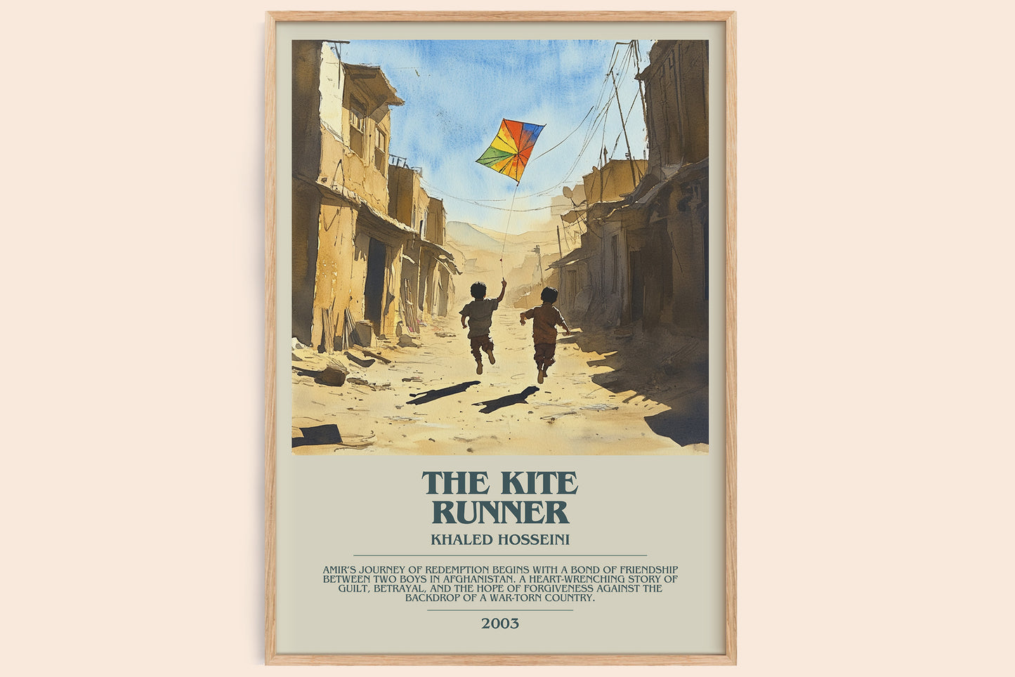 The Kite Runner bookish book poster by Khaled Hosseini – framed literary art print