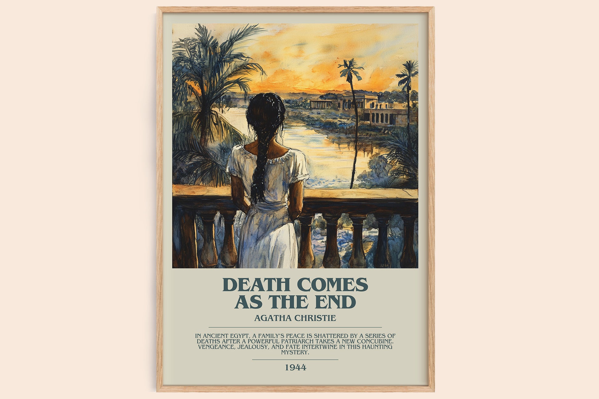Death Comes as the End bookish book poster by Agatha Christie – framed literary art print