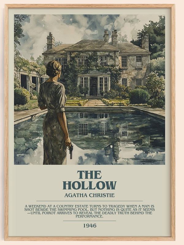 The Hollow bookish book poster by Agatha Christie – framed literary art print