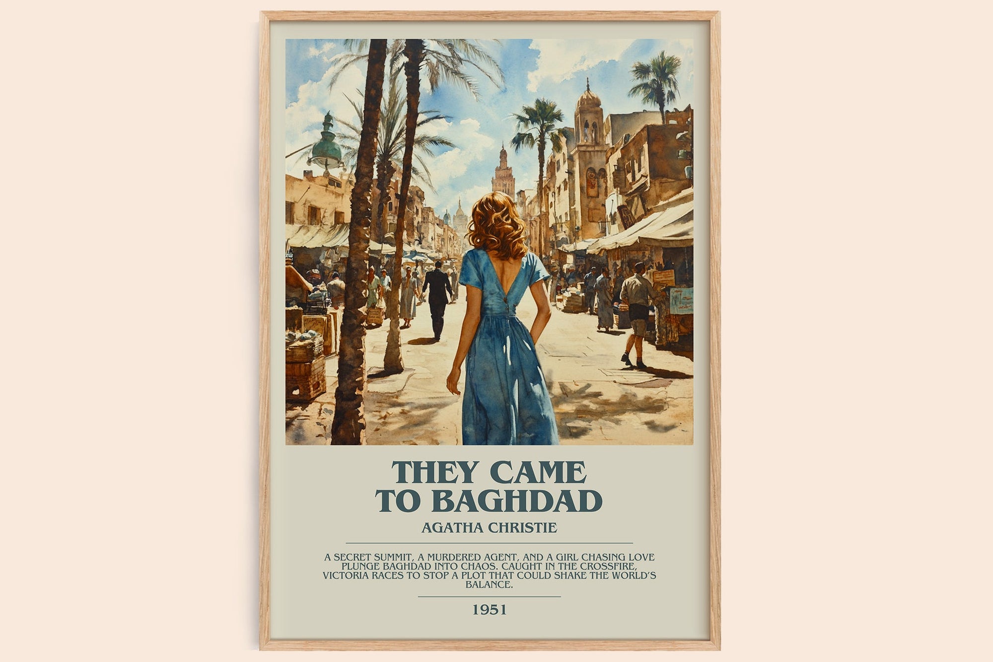 They Came to Baghdad bookish book poster by Agatha Christie – framed literary art print