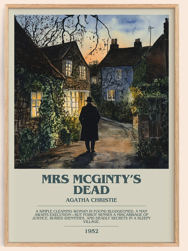 Mrs McGinty's Dead bookish book poster by Agatha Christie – framed literary art print