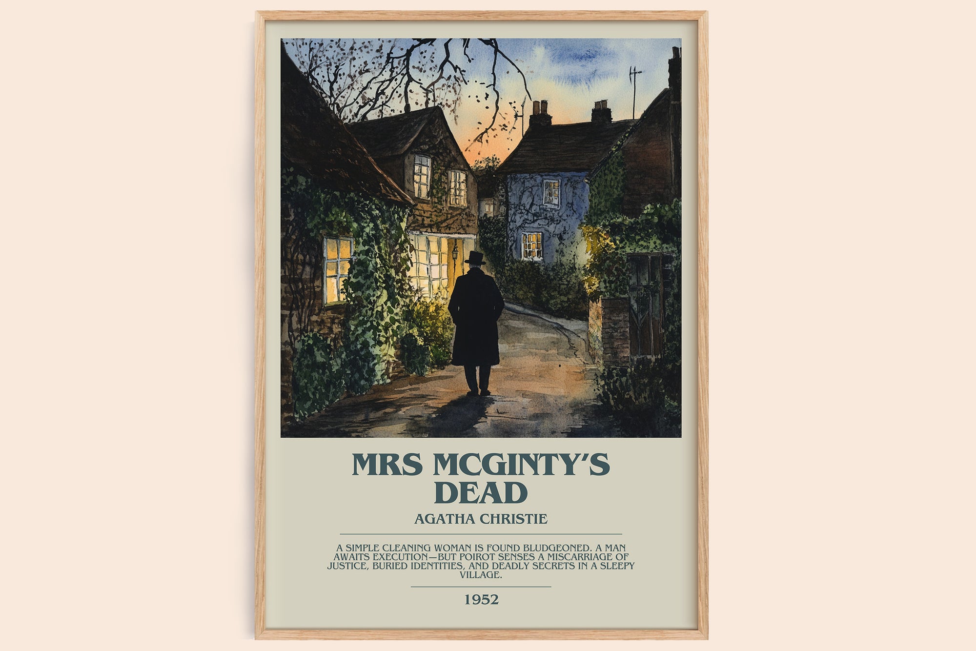 Mrs McGinty's Dead bookish book poster by Agatha Christie – framed literary art print