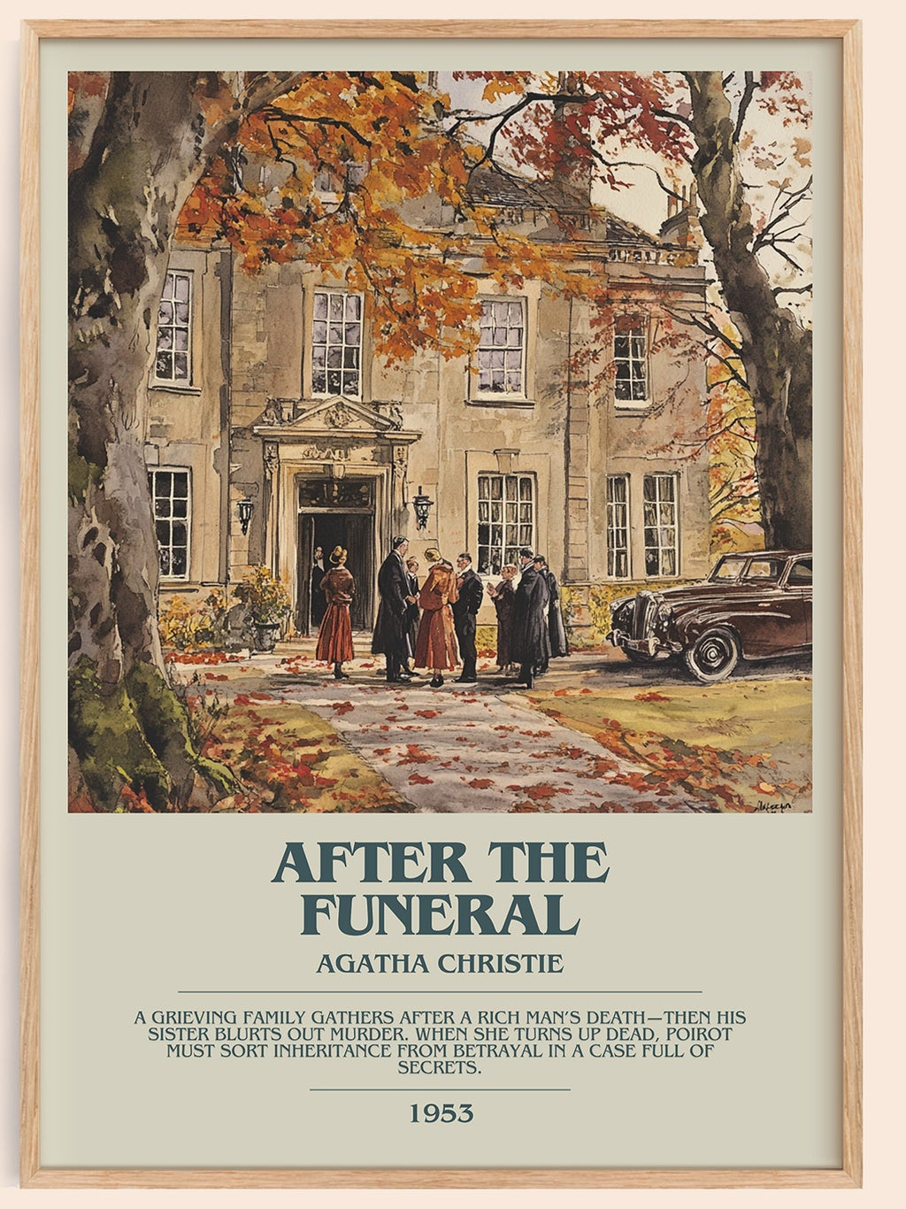 After the Funeral bookish book poster by Agatha Christie – framed literary art print
