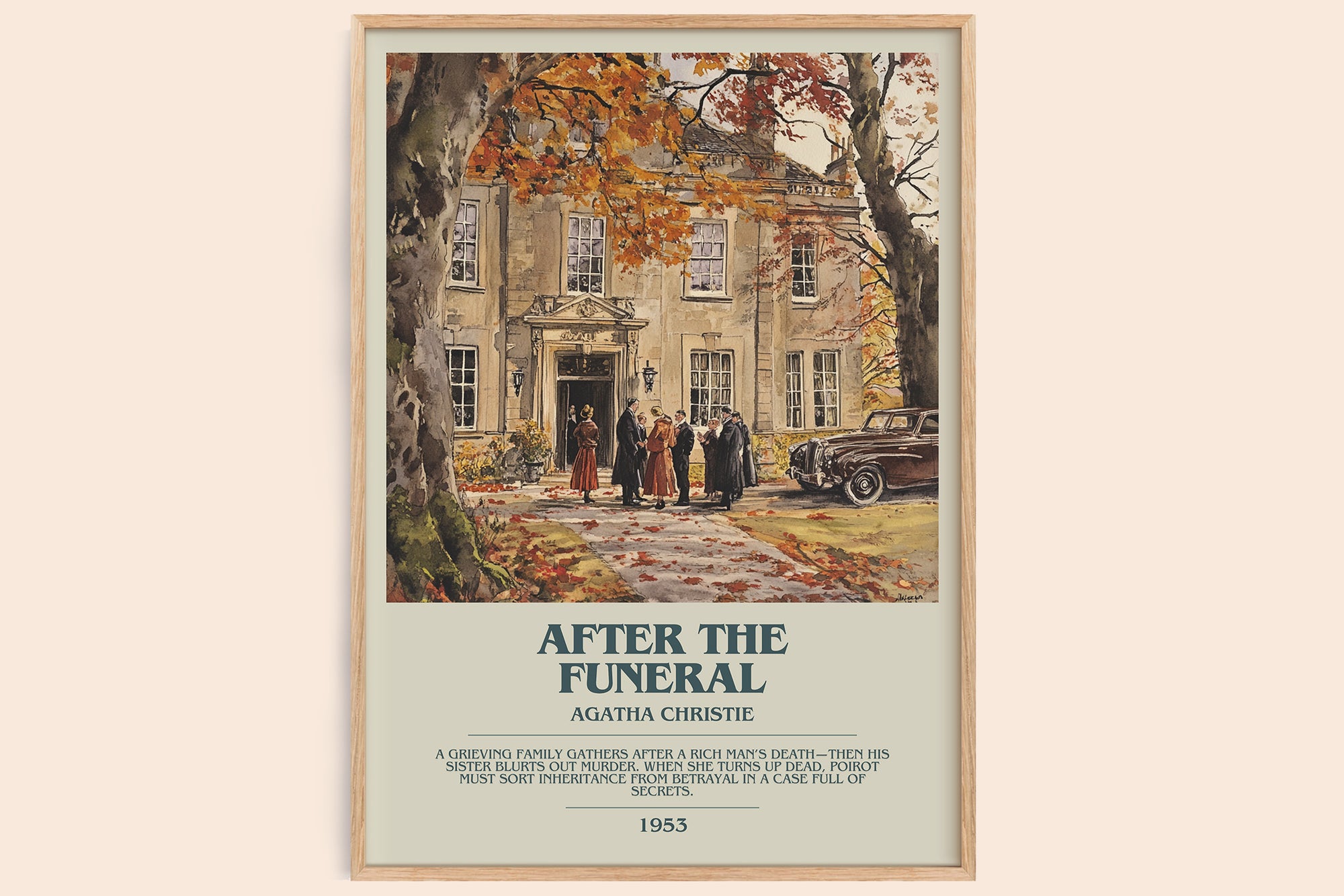 After the Funeral bookish book poster by Agatha Christie – framed literary art print