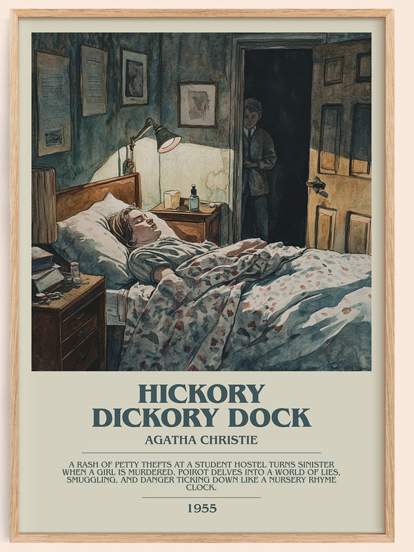 Hickory Dickory Dock bookish book poster by Agatha Christie – framed literary art print