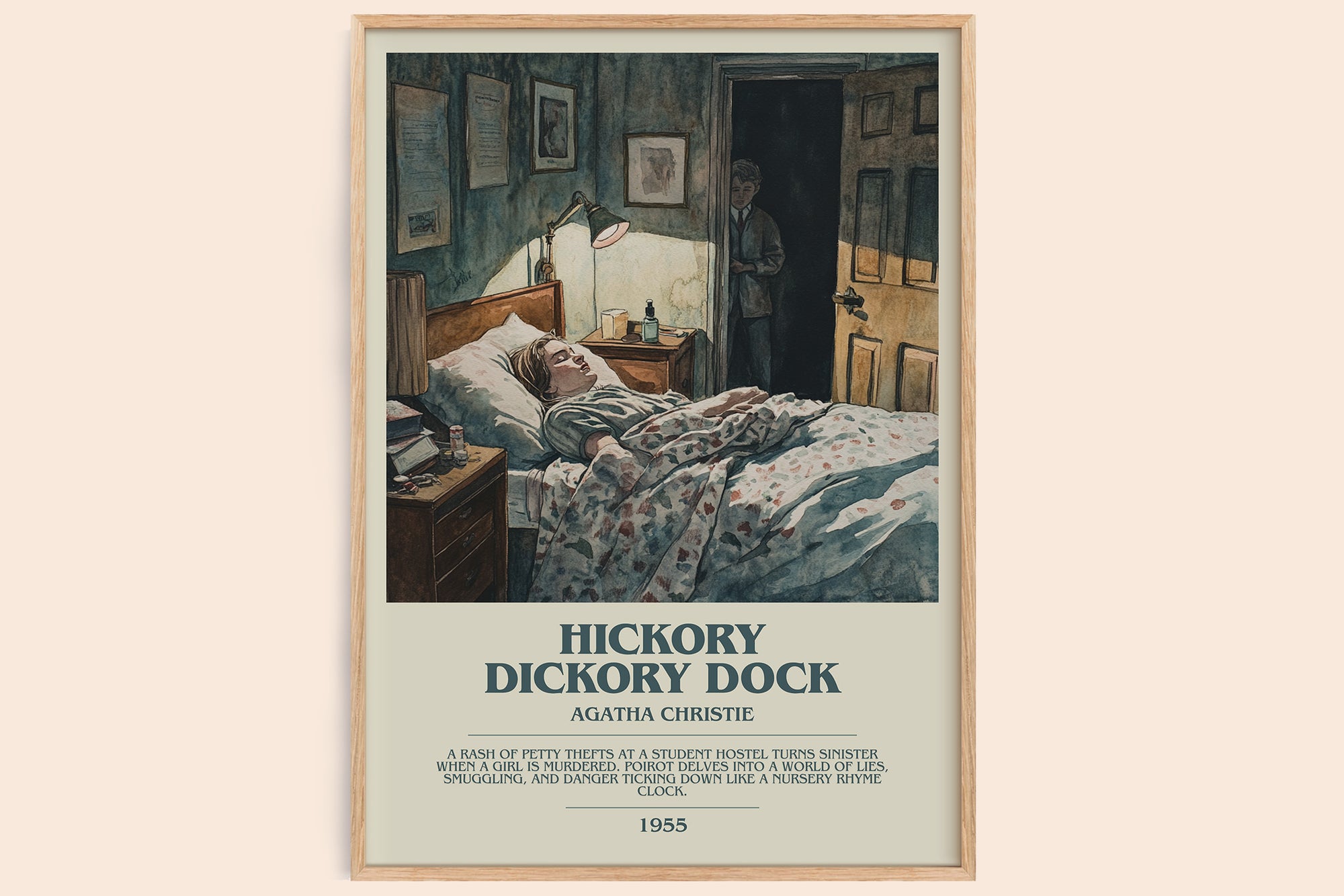 Hickory Dickory Dock bookish book poster by Agatha Christie – framed literary art print