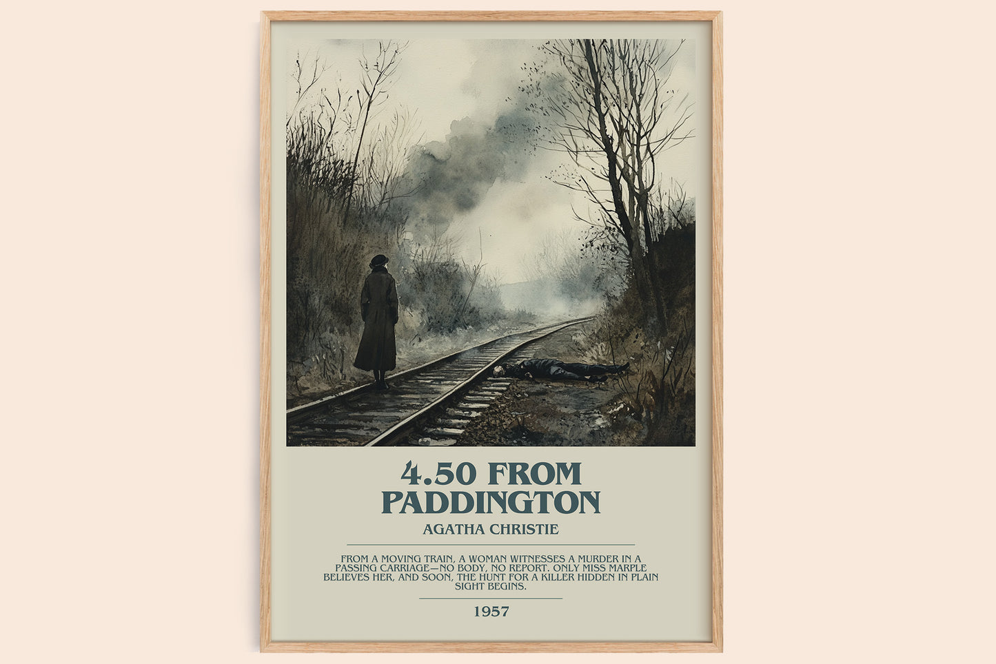 4.50 from Paddington bookish book poster by Agatha Christie – framed literary art print