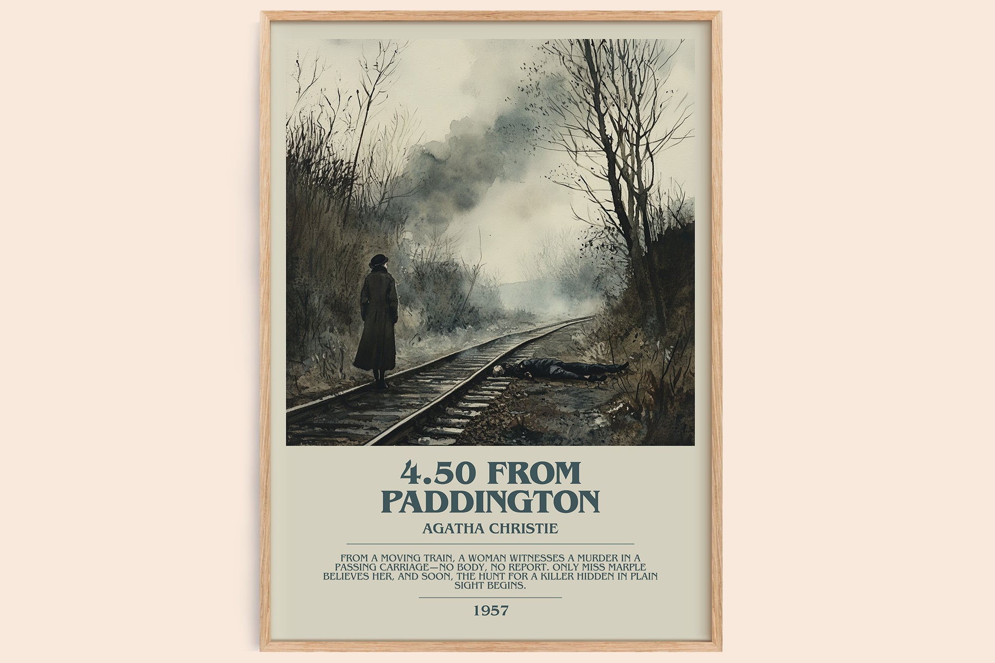 4.50 from Paddington bookish book poster by Agatha Christie – framed literary art print