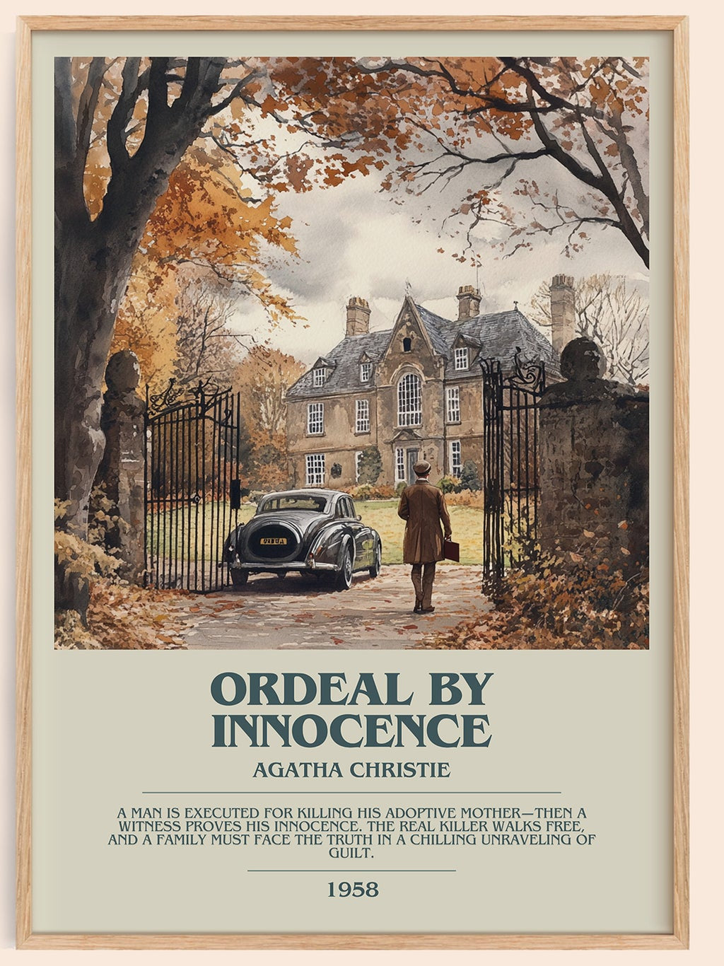 Ordeal by Innocence bookish book poster by Agatha Christie – framed literary art print