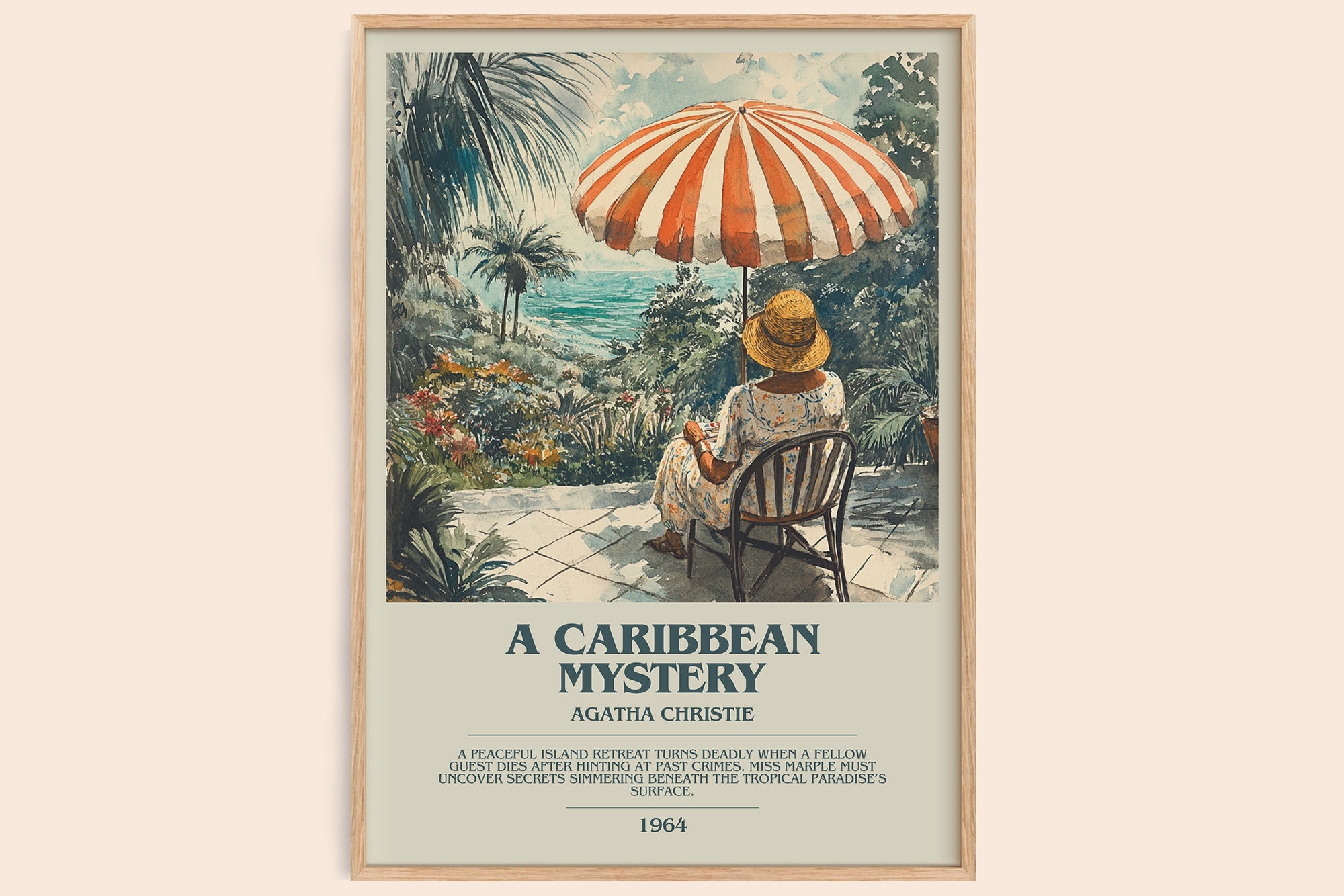 A Caribbean Mystery bookish book poster by Agatha Christie – framed literary art print