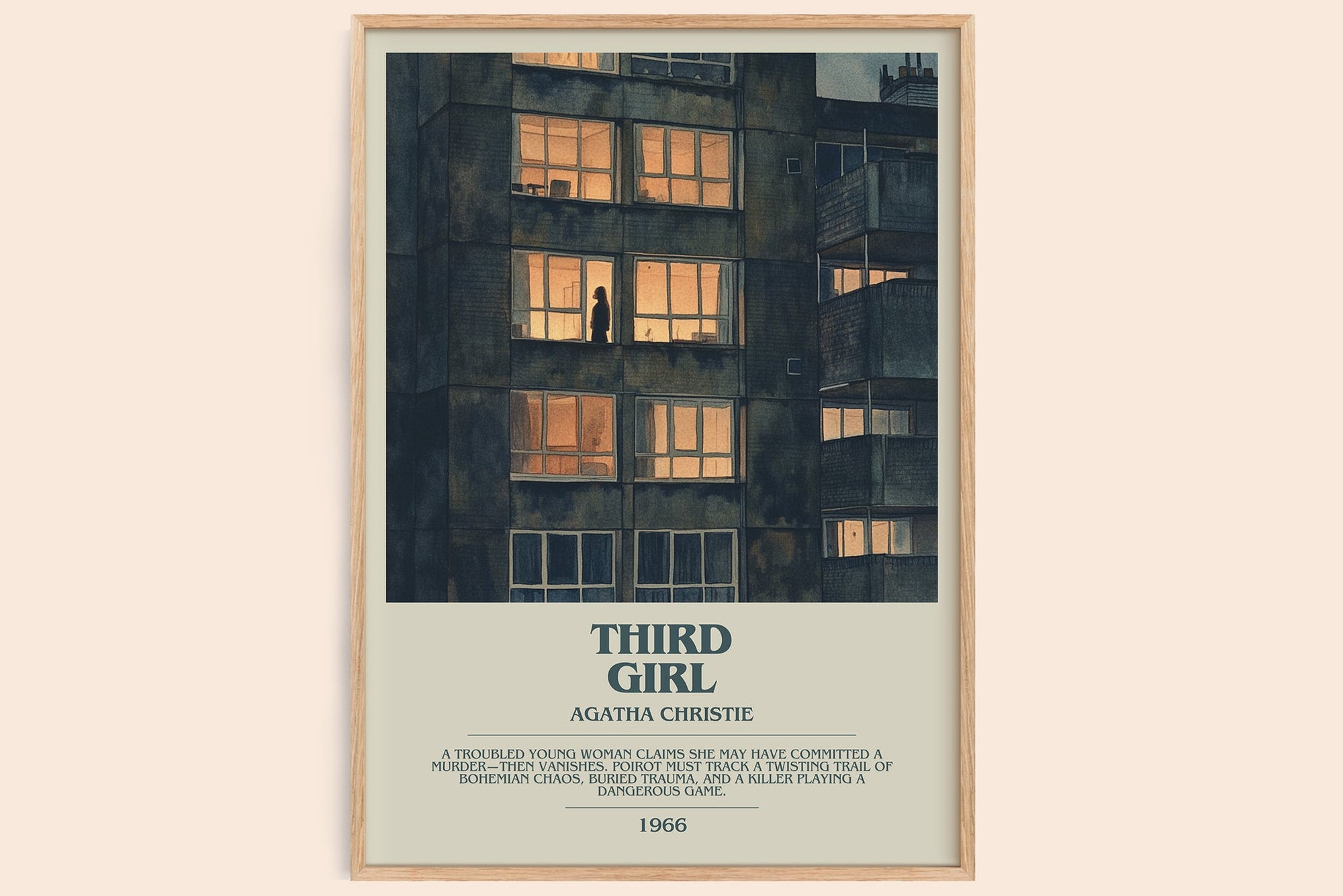 Third Girl bookish book poster by Agatha Christie – framed literary art print