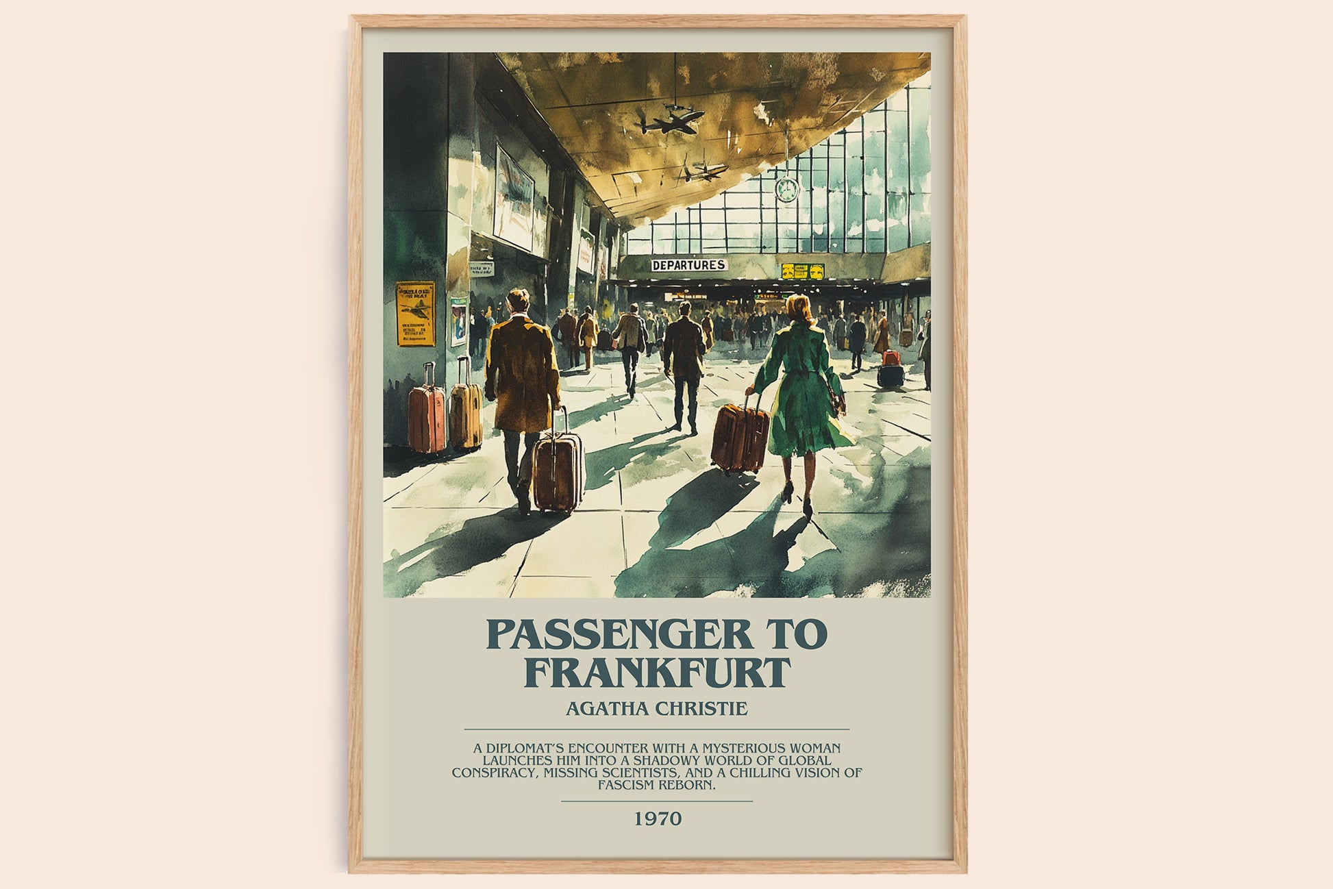 Passenger to Frankfurt bookish book poster by Agatha Christie – framed literary art print