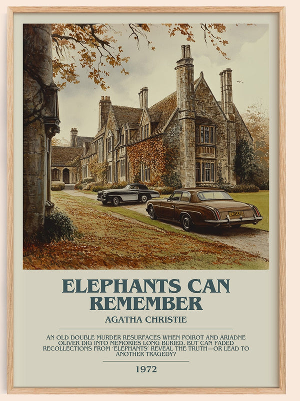 Elephants Can Remember bookish book poster by AGATHA CHRISTIE – framed literary art print