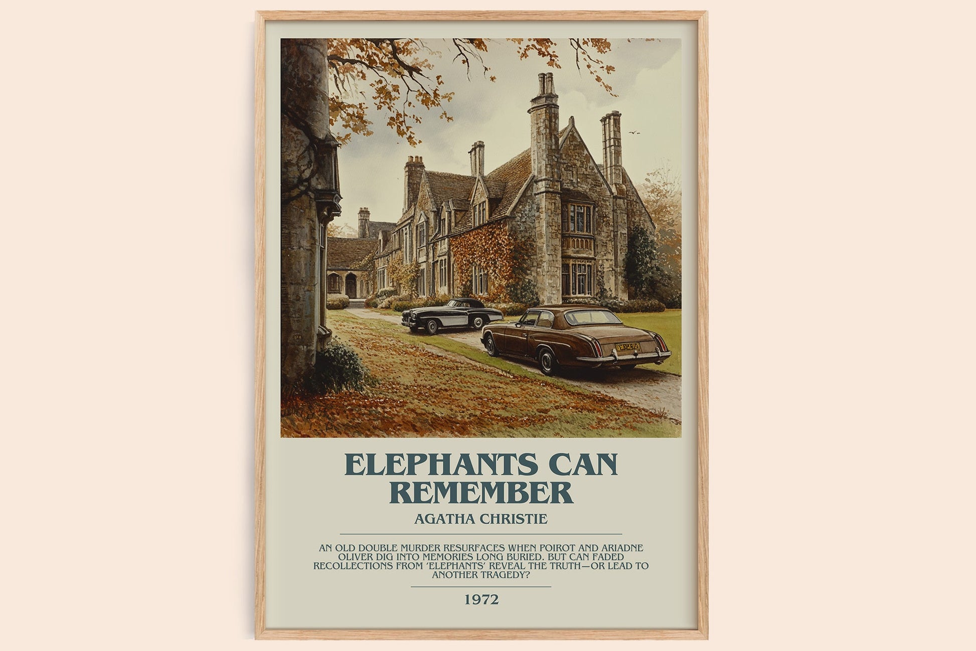 Elephants Can Remember bookish book poster by AGATHA CHRISTIE – framed literary art print