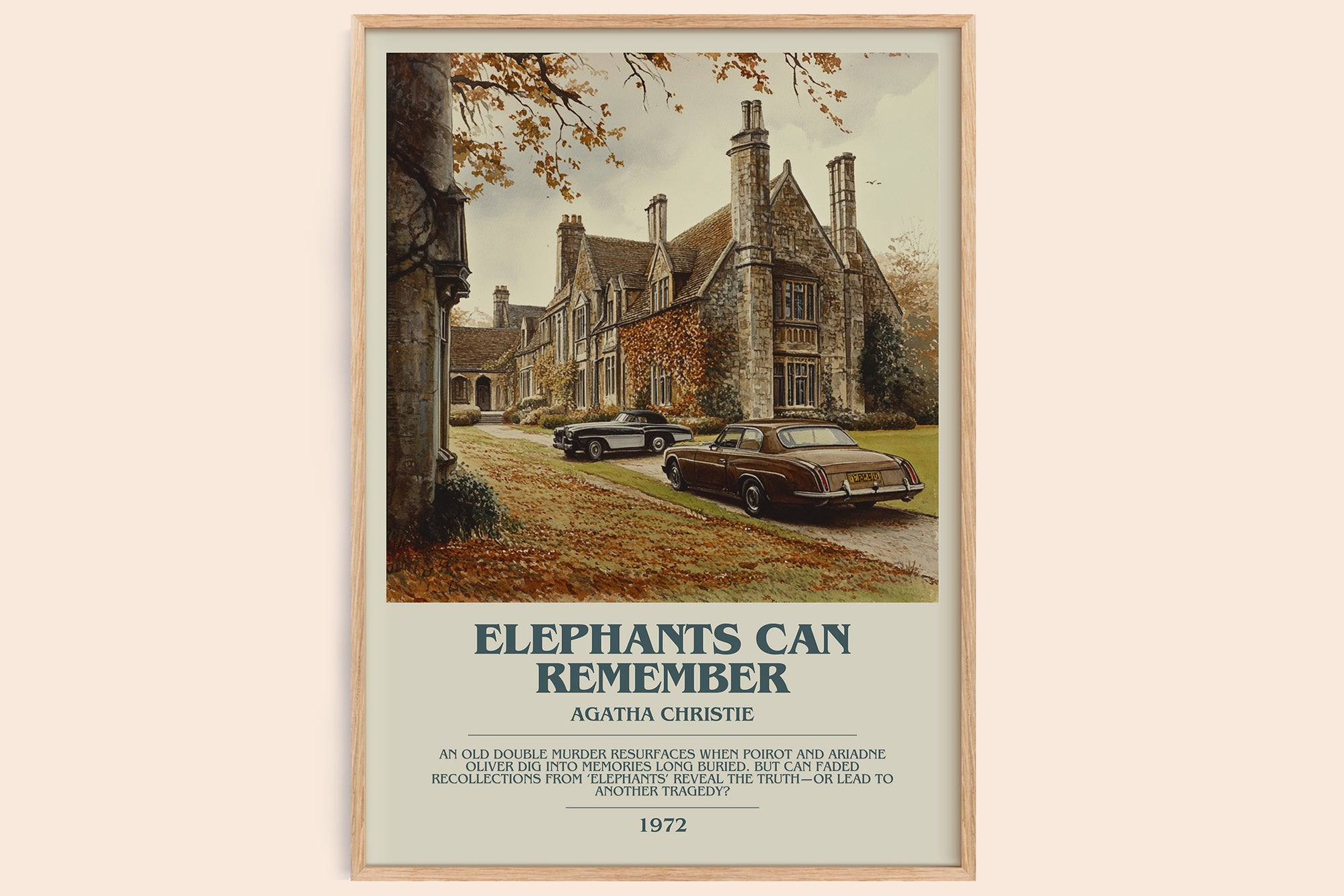Elephants Can Remember bookish book poster by AGATHA CHRISTIE – framed literary art print