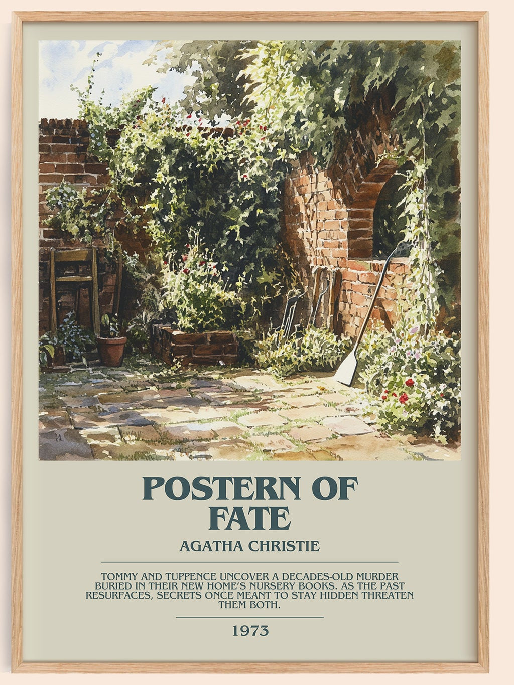 Postern of Fate bookish book poster by Agatha Christie – framed literary art print