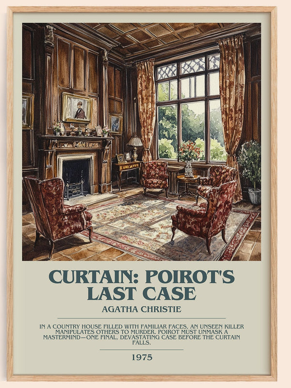 Curtain: Poirot's Last Case bookish book poster by Agatha Christie – framed literary art print