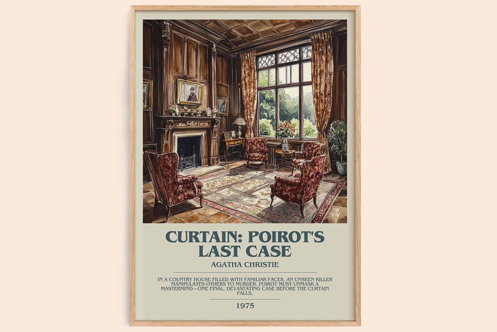 Curtain: Poirot's Last Case bookish book poster by Agatha Christie – framed literary art print
