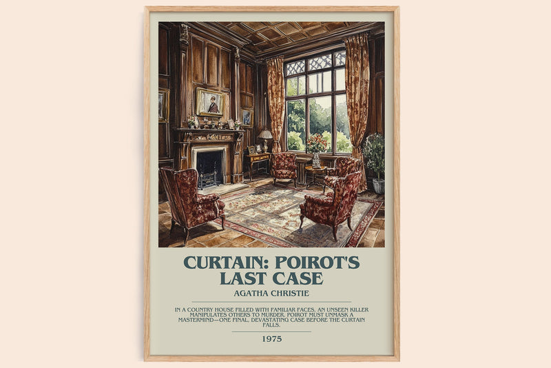 Curtain: Poirot's Last Case bookish book poster by Agatha Christie – framed literary art print