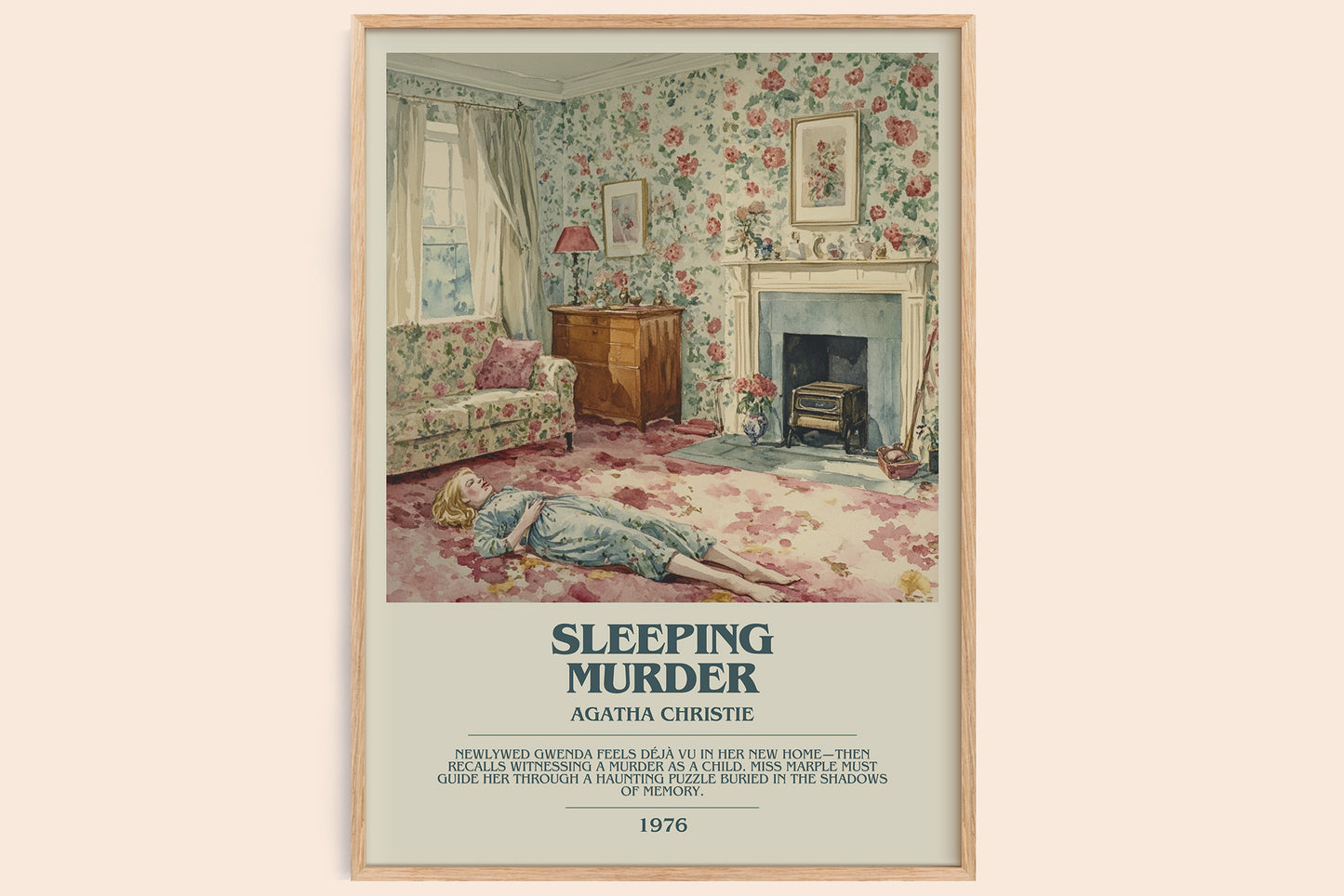 Sleeping Murder bookish book poster by Agatha Christie – framed literary art print