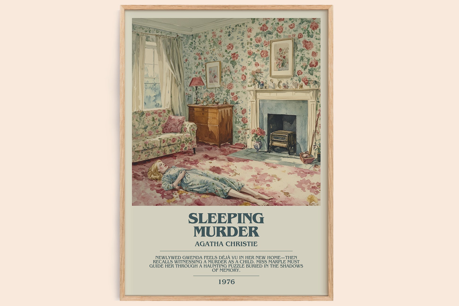Sleeping Murder bookish book poster by Agatha Christie – framed literary art print