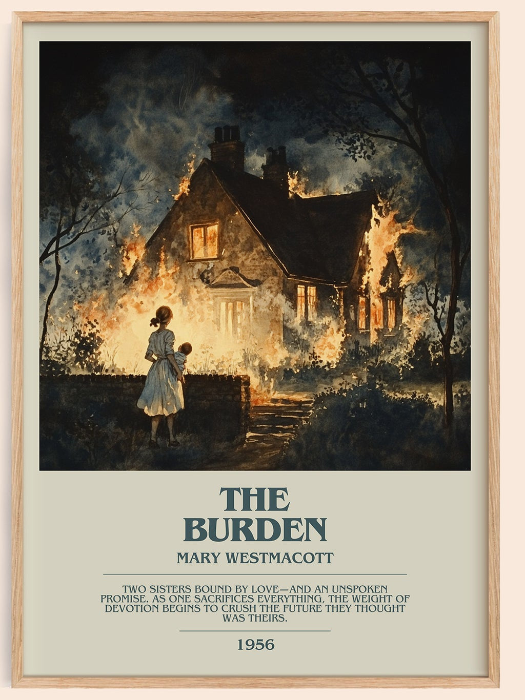 The Burden bookish book poster by Mary Westmacott – framed literary art print