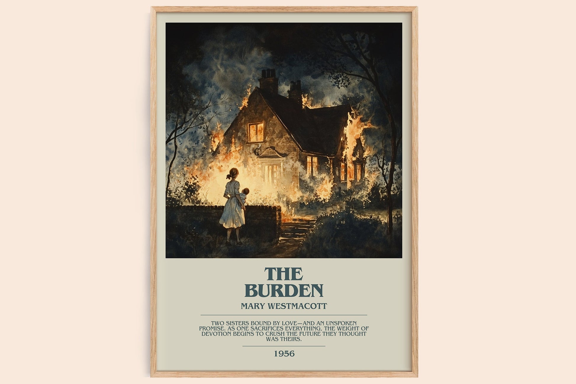 The Burden bookish book poster by Mary Westmacott – framed literary art print