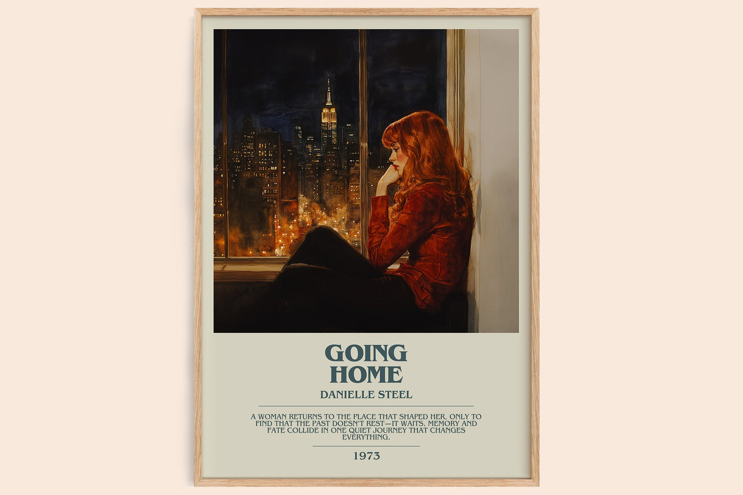 Going Home bookish book poster by Danielle Steel – framed literary art print