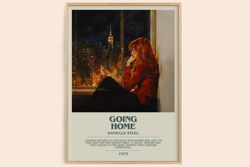 Going Home bookish book poster by Danielle Steel – framed literary art print