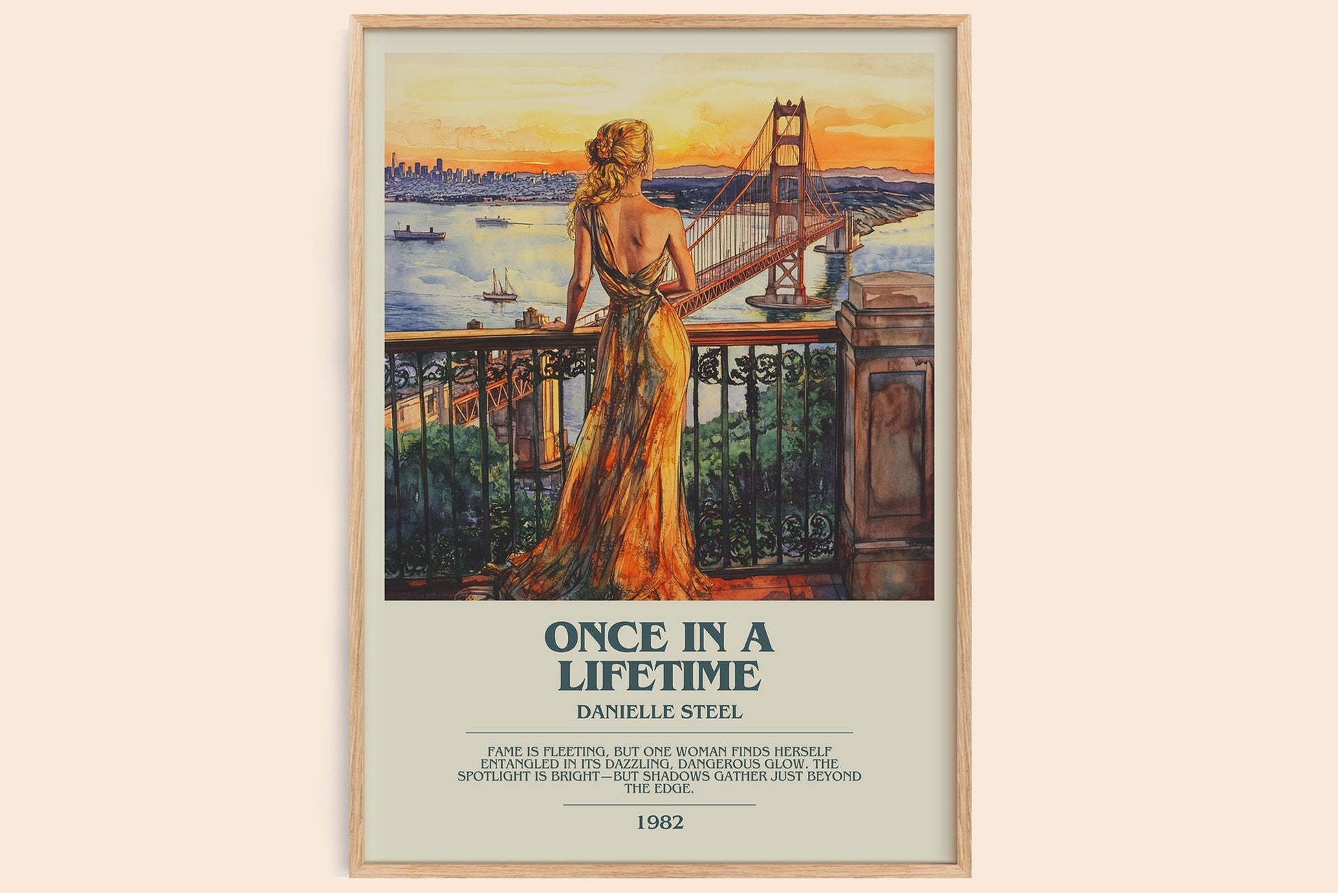 Once in a Lifetime bookish book poster by Danielle Steel – framed literary art print