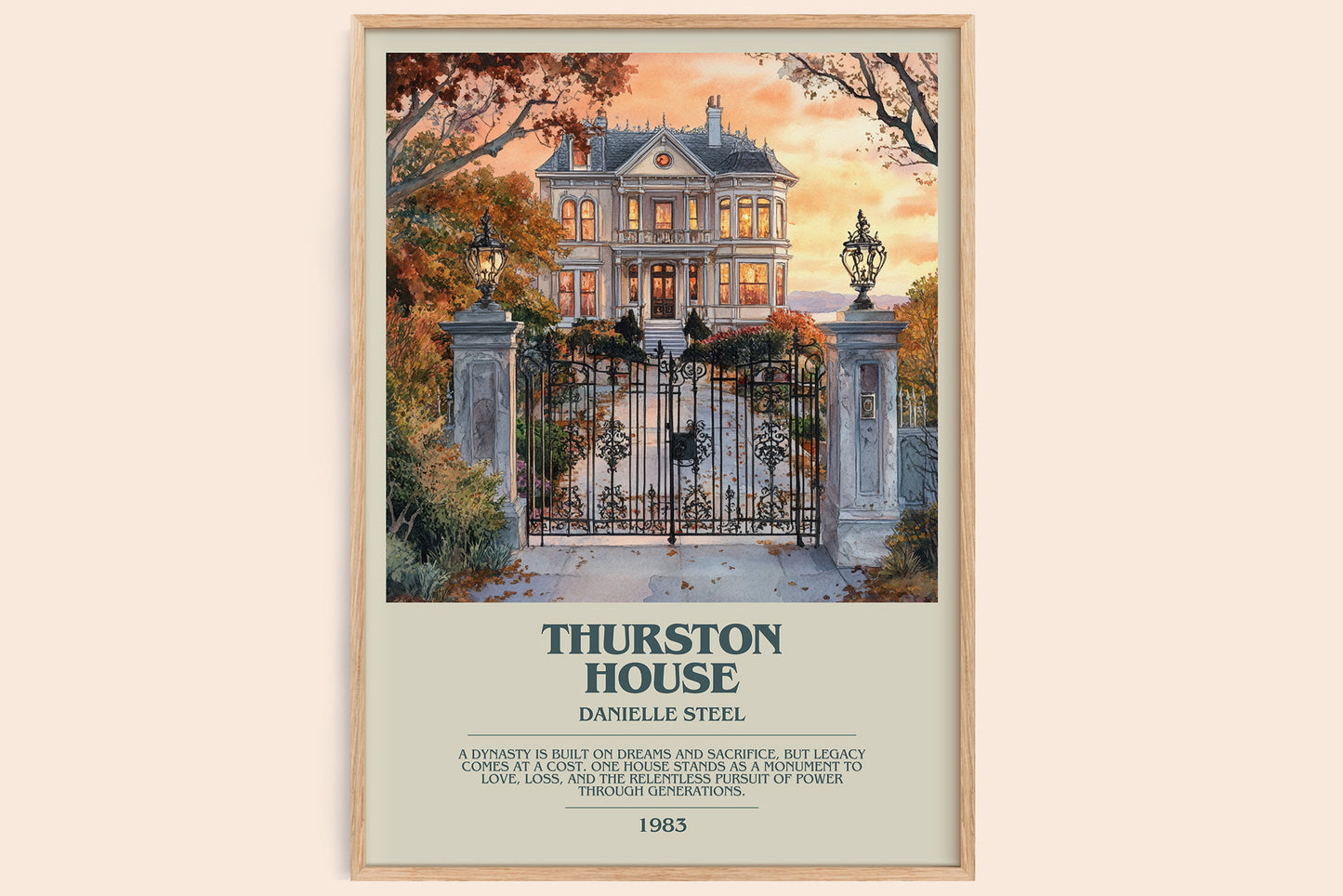 Thurston House bookish book poster by Danielle Steel – framed literary art print